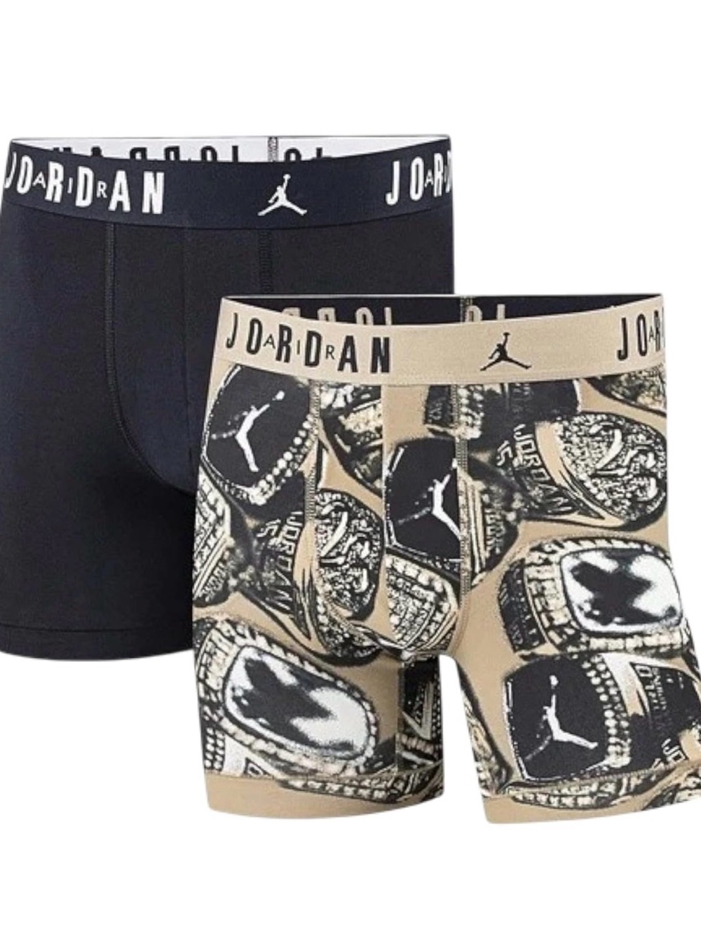 Jordan Men’s 2-Pack Boxer Briefs — Black & Tan Ring Print